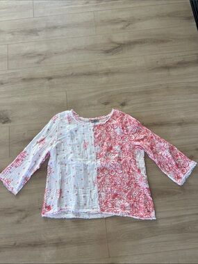 Habitat Girls' White & Red Patchwork Floral Long-Sleeve Top